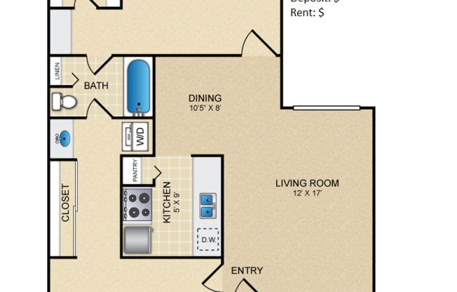 2 beds, 1 bath, 880 sqft, $1,585, Unit 1224