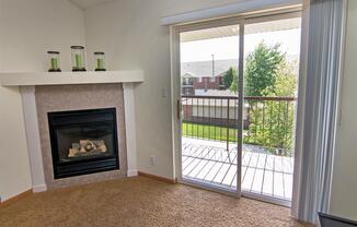 Gas Fire Place and spacious balcony at The Northbrook Apartments in Lincoln NE