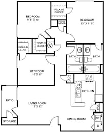 3 beds, 2 baths, 1,096 sqft, $2,784