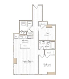 1 bed, 1 bath, 877 sqft, $2,918