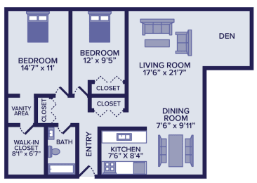 2 beds, 1 bath, 1,069 sqft, $1,645