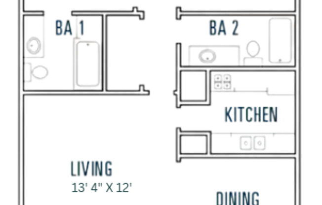 2 beds, 2 baths, 948 sqft, $1,299, Unit 0505