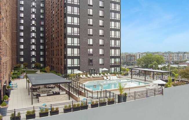 Rooftop pool and dining