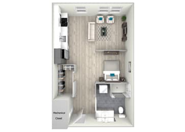 Studio, 1 bath, 502 sqft, $2,363