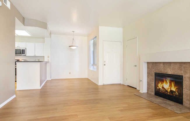 Living Room with Gas Fireplace and Hard Surface Flooring