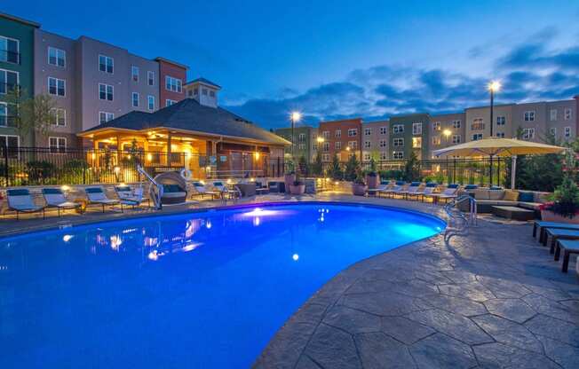 the pool at night at the residence inn