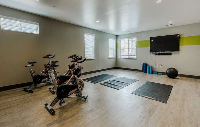 Yoga Room with Spin Bikes at Falls at Riverwoods