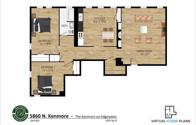 2 beds, 1 bath, 700 sqft, $2,700, Unit 801