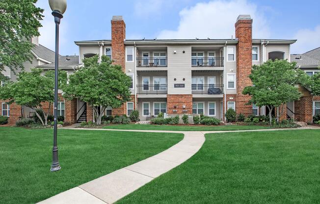 a large lawn in front of a building