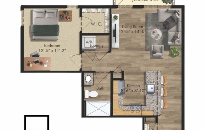 1 bed, 1 bath, 719 sqft, $1,535