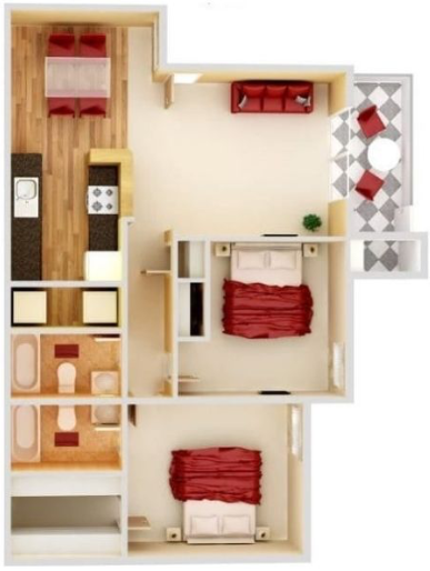 2 beds, 2 baths, 907 sqft, $1,370