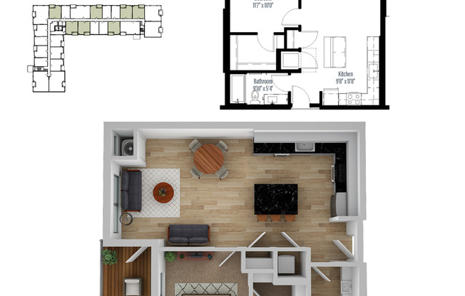 1 bed, 1 bath, 865 sqft, $1,745, Unit 122