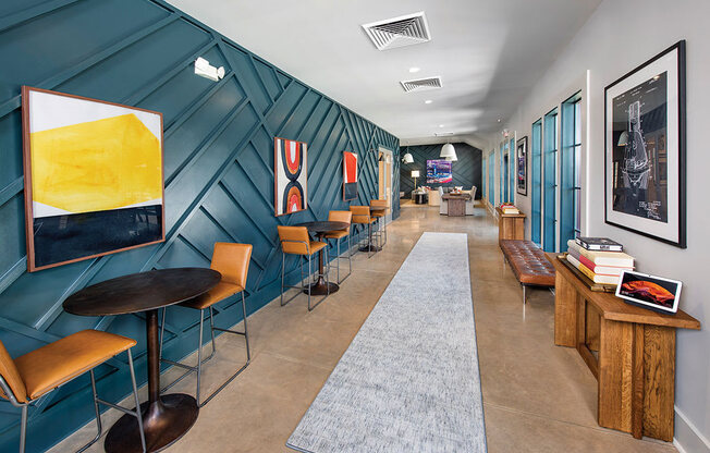 hallway with seating in the clubhouse