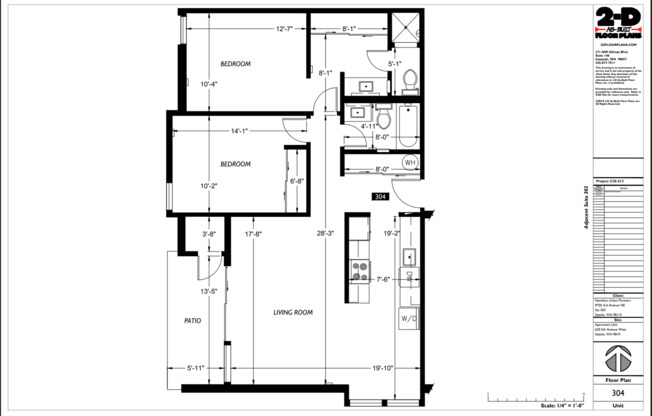2 beds, 2 baths, 1,075 sqft, $2,885, Unit 204
