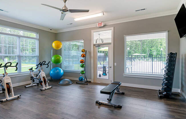 the preserve at ballantyne commons fitness room with exercise equipment
