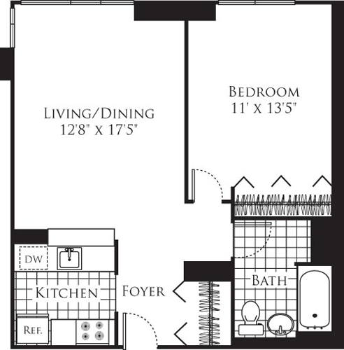 1 bed, 1 bath, 704 sqft, $5,527, Unit 19K