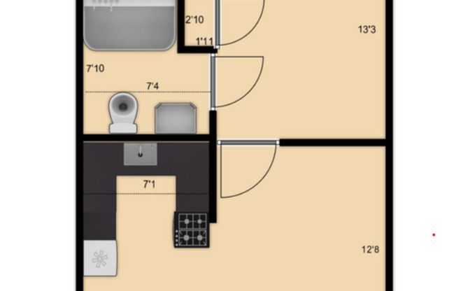 1 bed, 1 bath, 500 sqft, $1,130, Unit R-8