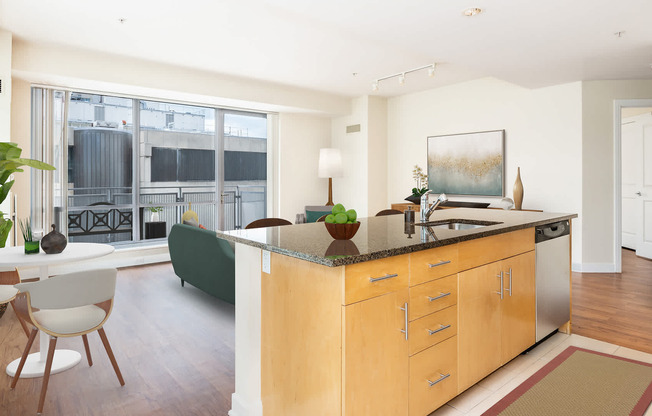 Vesta Kitchen and Living Room with Floor-to-Ceiling Windows