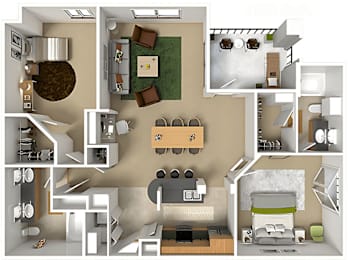 2 beds, 2 baths, 1,133 sqft, $1,700