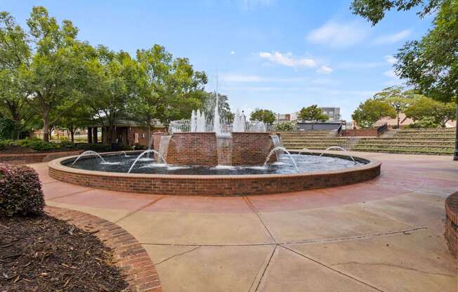 A fountain in the middle of downtown Greer, SC