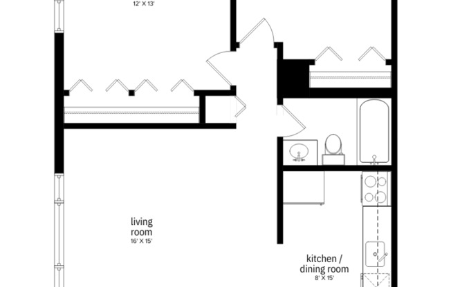 2 beds, 1 bath, 840 sqft, $1,700, Unit 631-308