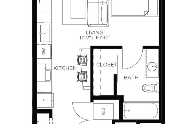 Studio, 1 bath, 394 sqft, $1,100, Unit 2418