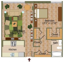 1 bed, 1 bath, 610 sqft, $2,558