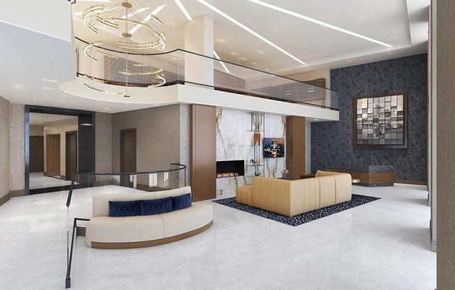Hotel-inspired lobby with coffee bar at Modera McGavock.