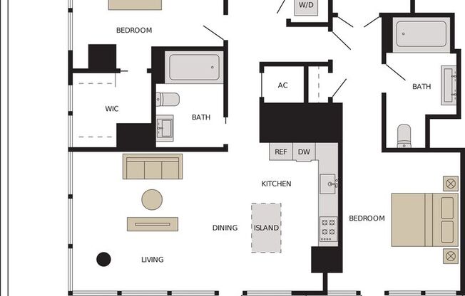 2 beds, 2 baths, 1,344 sqft, $4,658, Unit 925