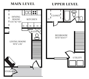 1 bed, 1.5 baths, 722 sqft, $965