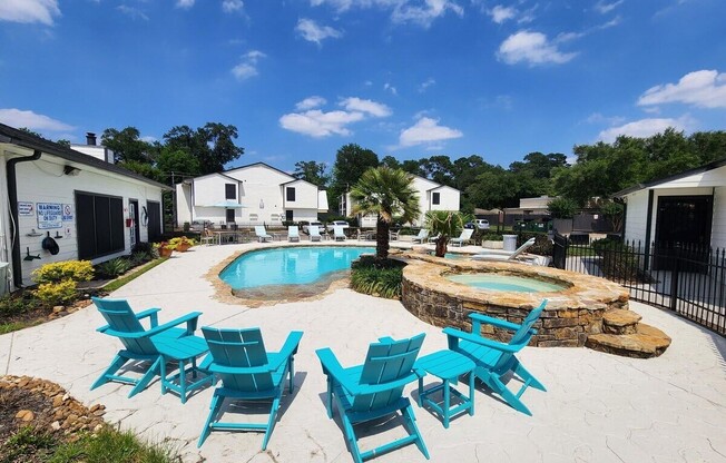 Experience resort-style living at Cali Crossing Apartments, where vibrant outdoor spaces meet relaxation. Enjoy our inviting pool area and cozy seating, perfect for unwinding. Don't miss out—schedule your tour today!