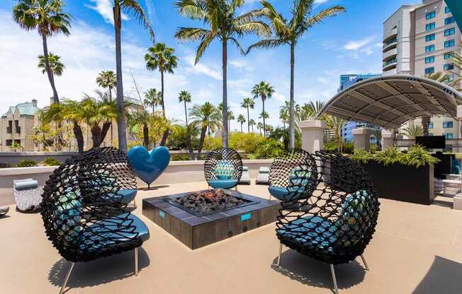 Outdoor Firepit Patio at Towers at Costa Verde Apartments, California, 92122