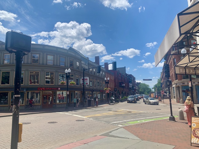 Shops on John F Kennedy Street in Harvard Square