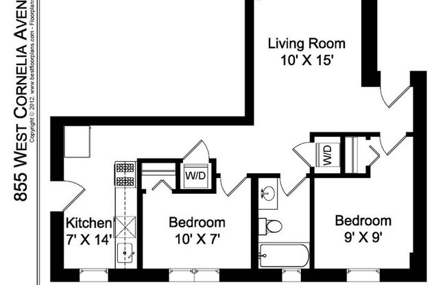 2 beds, 1 bath, 730 sqft, $2,895, Unit 855-1W