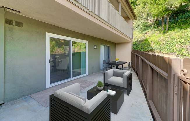 Patio area of a two bedroom at Idylwood apartments