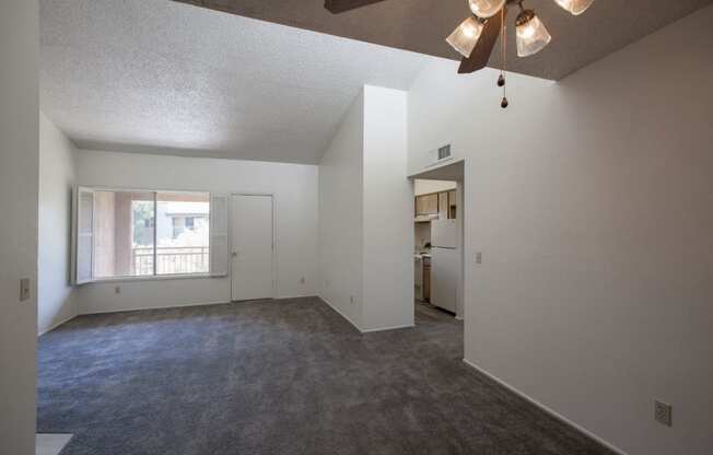 Empty living room and dining area at Sunrise Ridge Apartments in Tucson AZ