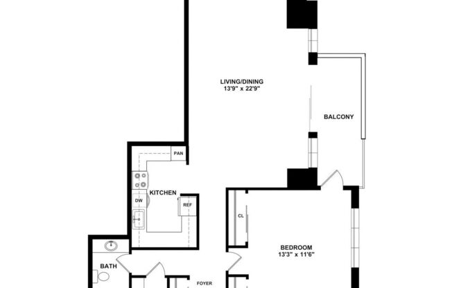1 bed, 1 bath, 686 sqft, $5,175