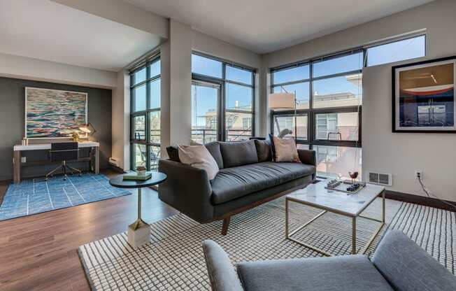 Spacious Living Room With Hardwood Floors at Equinox, Seattle