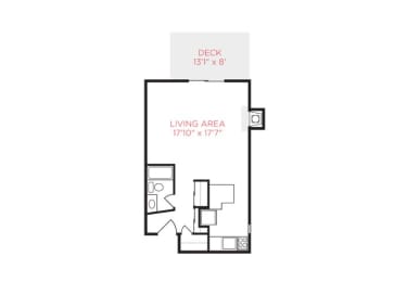 Studio, 1 bath, 500 sqft, $1,195