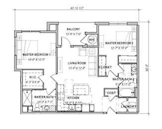 2 beds, 2 baths, 1,070 sqft, $1,769