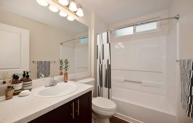 a bathroom with a sink and a toilet and a shower