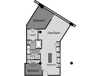 2 beds, 1 bath, 932 sqft, $1,870