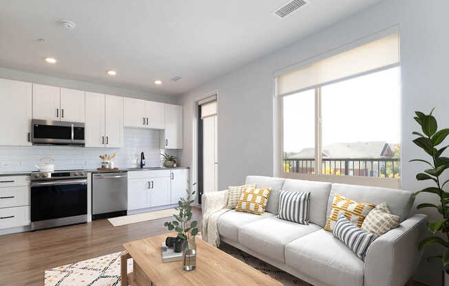 Living Area and Kitchen with Hard Surface Flooring