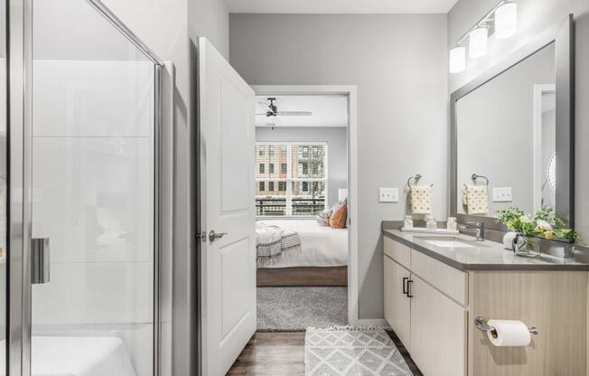 Bath and closet at Meeder Flats Apartment Homes, Pennsylvania, 16066