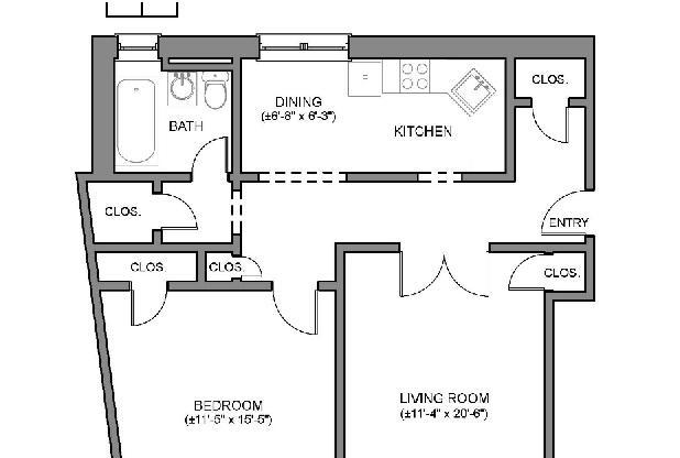 1 bed, 1 bath, 685 sqft, $3,600, Unit 11