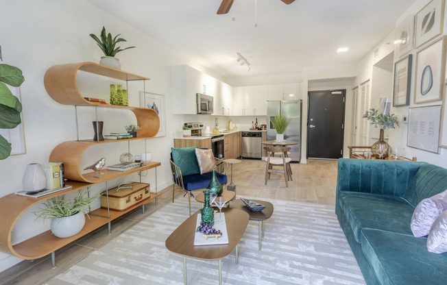 Living Room With Kitchen View at Alameda West, Miami, FL