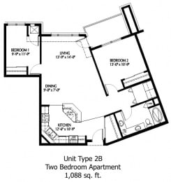 2 beds, 1 bath, 1,088 sqft, $1,757