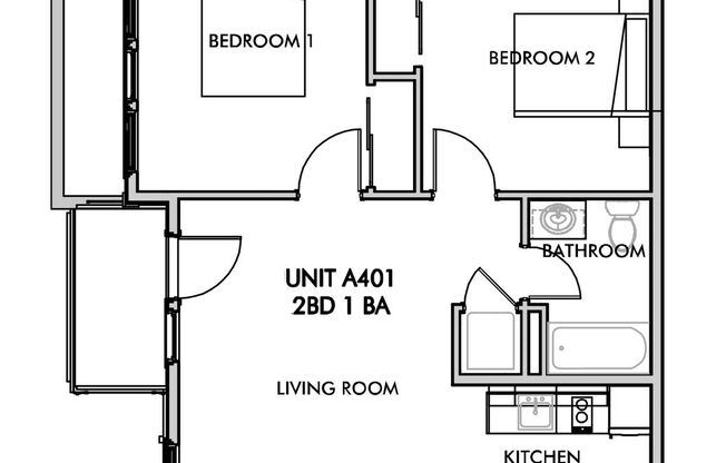 2 beds, 1 bath, 644 sqft, $1,725, Unit 1401