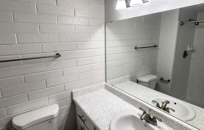 2x2 Upstairs Bryten Upgrade Main Bathroom at Mission Palms Apartment Homes in Tucson AZ