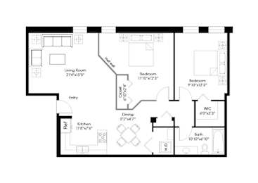 2 beds, 1 bath, 875 sqft, $2,520